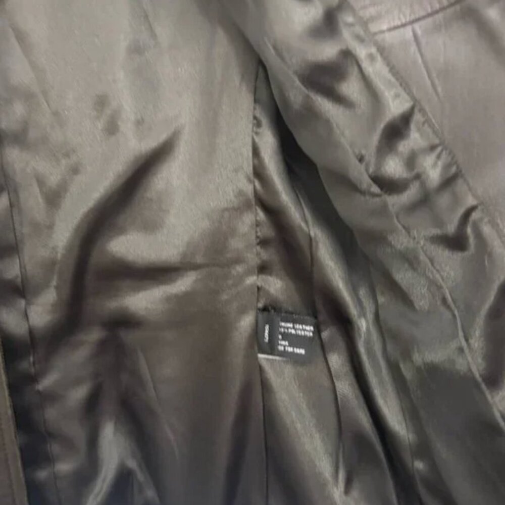 Anne Klein Chocolate Brown Leather Jacket Fitted Zip-Up Size Medium - Picture 7 of 8
